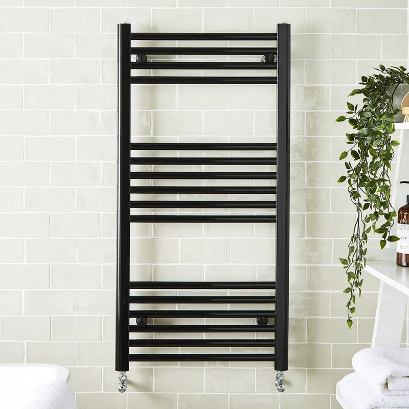 Kartell 22mm Straight 400x1000mm Heated Towel Rail Black - STR410B