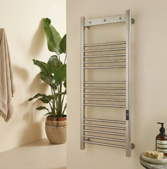 Kartell Toro 1200x500mm Smart Dry Electric Heated Towel Rail Brushed Nickel - TOR1200500BN