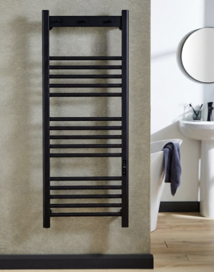 Kartell Toro 1500x500mm Smart Dry Electric Heated Towel Rail Black - TOR1500500BL