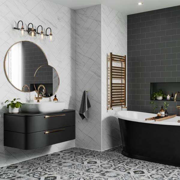 Grant Westfield Multipanel Herringbone Tile Wall Panel - Levanto Marble MT812H