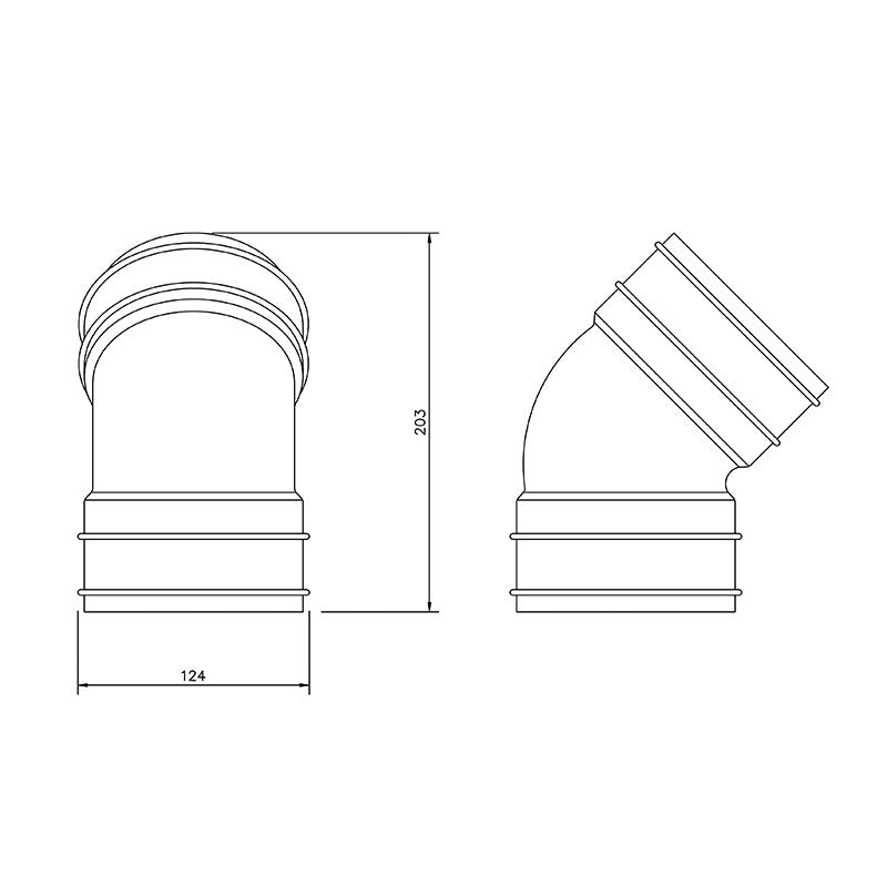 FloPlast SS563B 110mm Solvent Soil 135° Double Socket Bend - Black