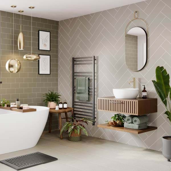 Grant Westfield Multipanel Herringbone Tile Wall Panel - Taupe Grey MT750H