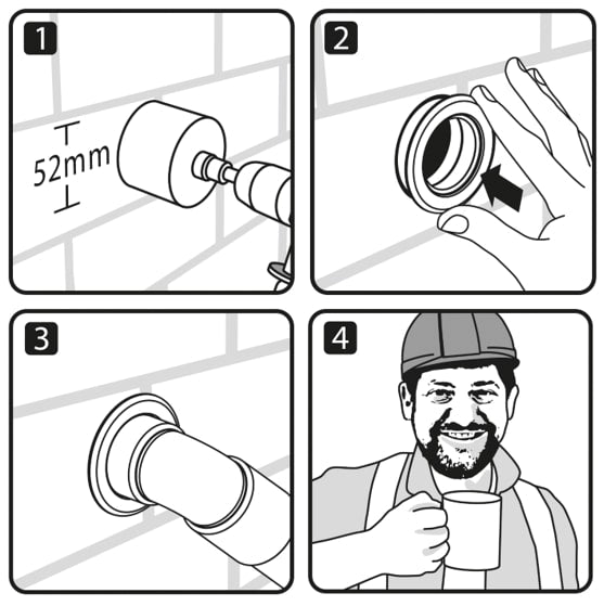 PipeSnug Waste Pipe Collar - 40mm White (2 PACK) - PS40WH2PKSF