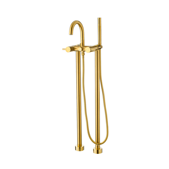 Flova Levo Brushed Gold Floor Standing Bath Shower Mixer - BB-LVTBSM