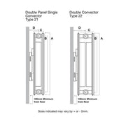 K-Rad Kompact 400mm x 500mm Type 22 Double Convector Compact Radiator - Kent Plumbing Supplies