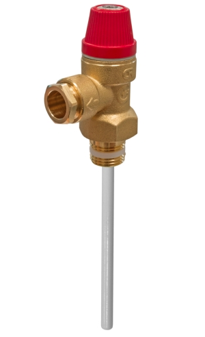 KBS004 - 7 Bar Pressure & Temperature Relief Valve - 1/2"MBSP - 95mm Probe - Kent Plumbing Supplies
