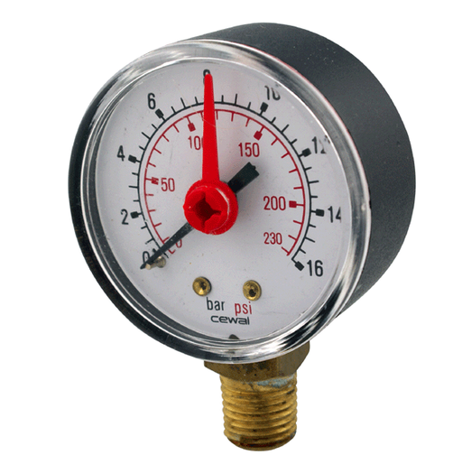 KBS111 - 50mm Pressure Gauge Only - 1/4" Bottom Connection - 0-6 Bar - Kent Plumbing Supplies