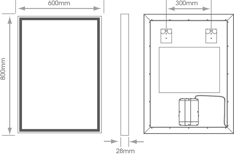 Sycamore Stratford 600x800mm Tuneable LED Mirror With Demister - SY9008