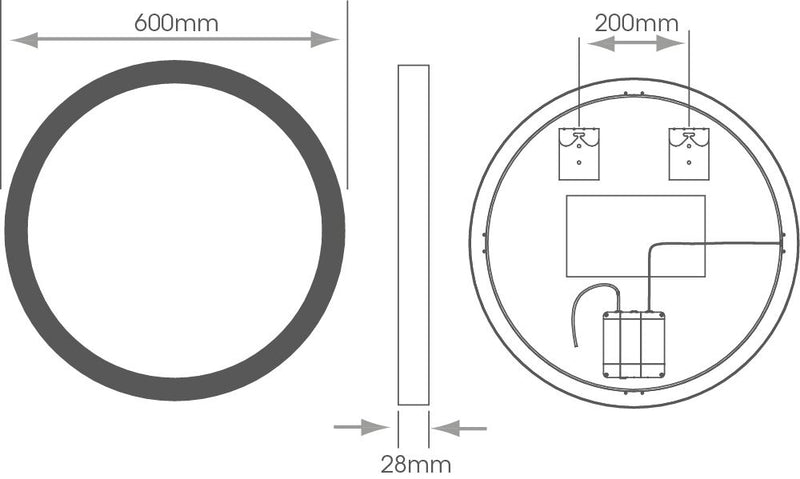 Sycamore Sudbury 600mm Tuneable LED Mirror With Demister - SY9009