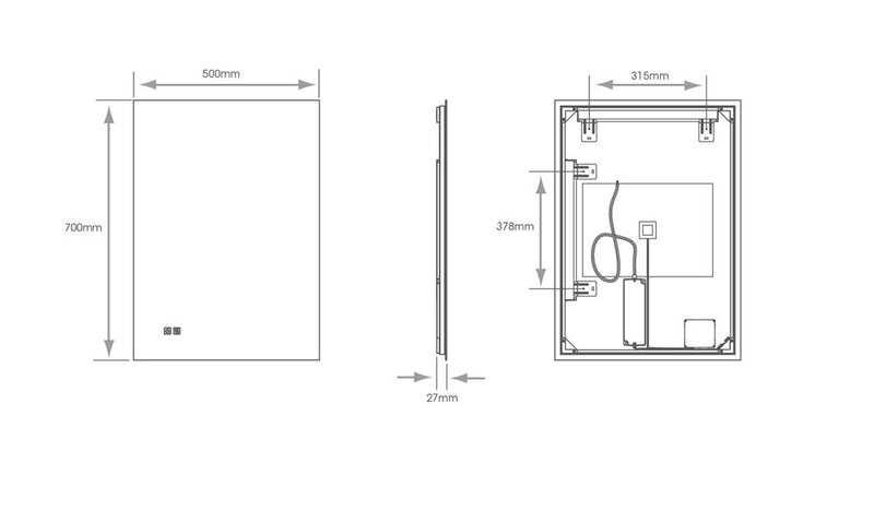 Sycamore Halifax 500x700mm Tuneable LED Mirror With Demister - SY9029