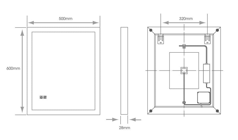 Sycamore Saturn 1 500x600mm Tuneable LED Mirror With Demister - SY9030