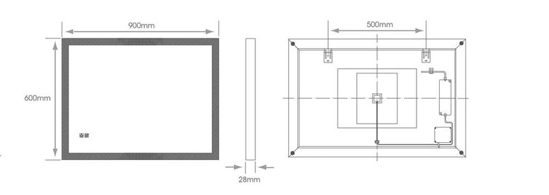 Sycamore Saturn 2 900x600mm Tuneable LED Mirror With Demister - SY9031