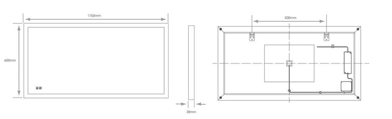 Sycamore Saturn 3 1150x600mm Tuneable LED Mirror With Demister - SY9032