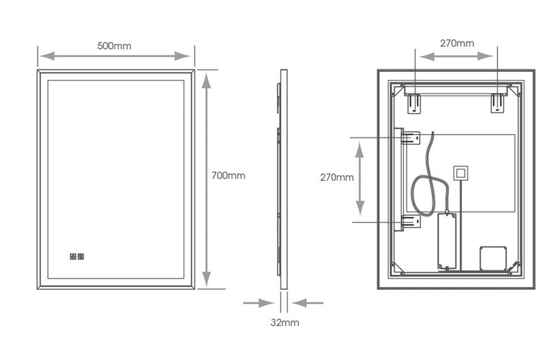 Sycamore Langley 500x700mm Tuneable LED Mirror With Demister - SY9033