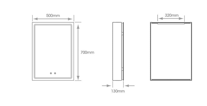 Sycamore Athena Single 500x700mm Tuneable LED Mirror Cabinet With Demister - SY9035