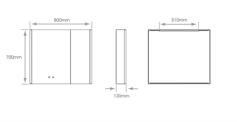 Sycamore Balmoral Double 800x700mm Tuneable LED Mirror Cabinet With Demister & Bluetooth Speaker - SY9046/DOUBLE