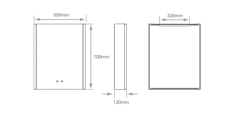 Sycamore Balmoral Single 550x700mm Tuneable LED Mirror Cabinet With Demister & Bluetooth Speaker - SY9046/SINGLE