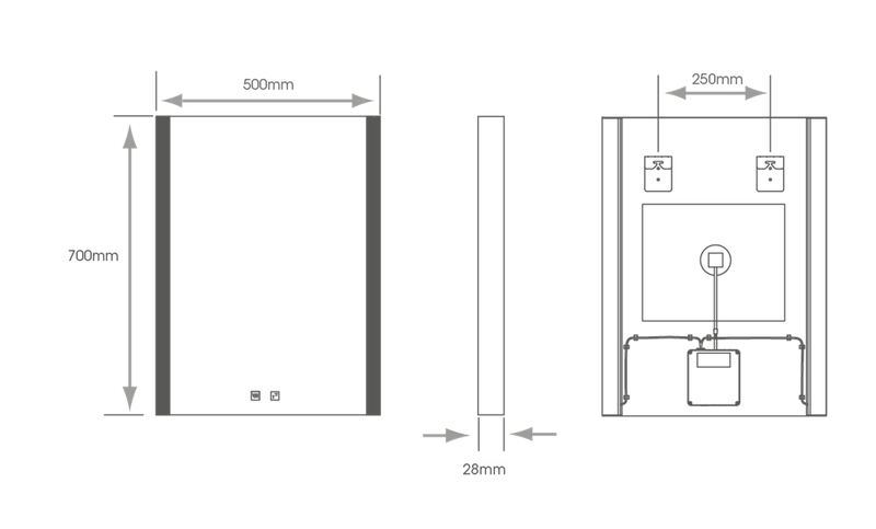 Sycamore Windsor 2 500x700mm Tuneable LED Mirror With Demister & Bluetooth Speaker - SY9049/SPEAKER